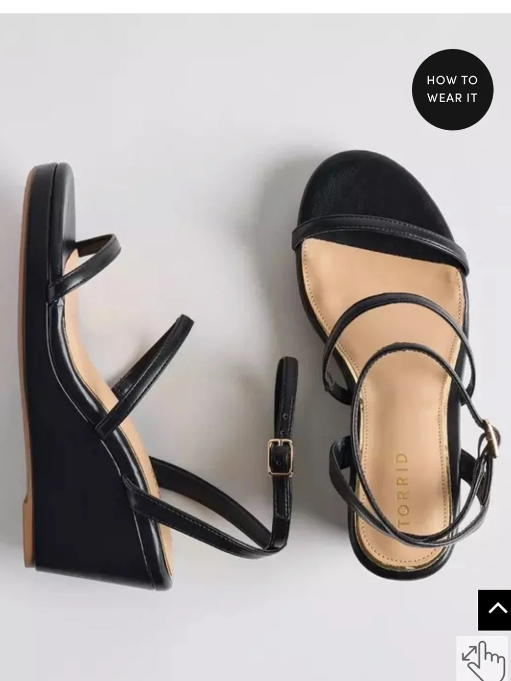Torrid Triple Strap Wedge Sandal in Black
